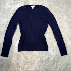 Lily Pulitzer Sweater Womens M Cableknit Pullover Navy Preppy Academia